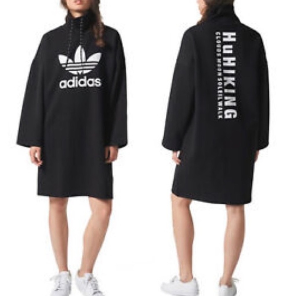 Adidas black huhiking oversized sweater dress